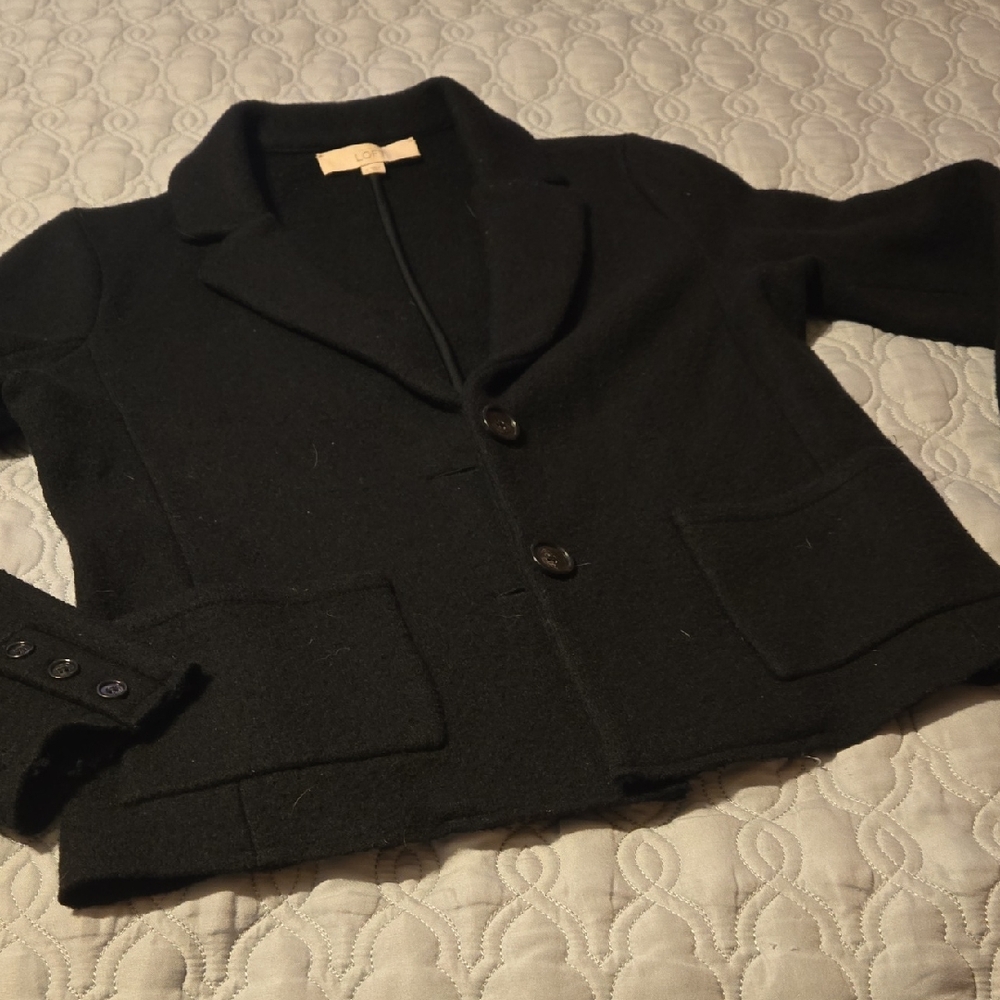 LOFT Classic Black Merino Wool Blazer